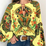 S-5XL Women Bohemian Clothing Blouse Shirt Vintage Floral Print Tops Ladies Blouses Blusa Feminina Plus size