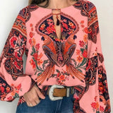 S-5XL Women Bohemian Clothing Blouse Shirt Vintage Floral Print Tops Ladies Blouses Blusa Feminina Plus size