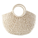 Handmade Woven Round Straw Handbag