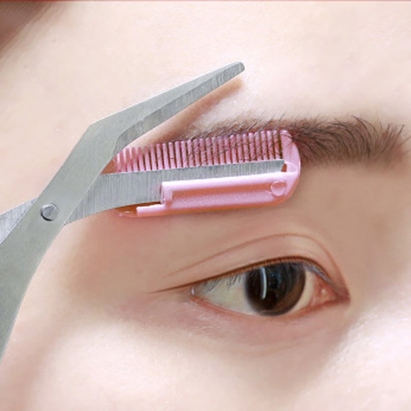 Eyebrow Trimmer Scissor with attached Comb
