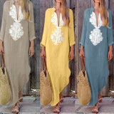 Linen and Lace V-neck Maxi Dresses