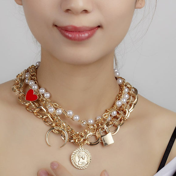 Gold and Pearl Choker Necklace